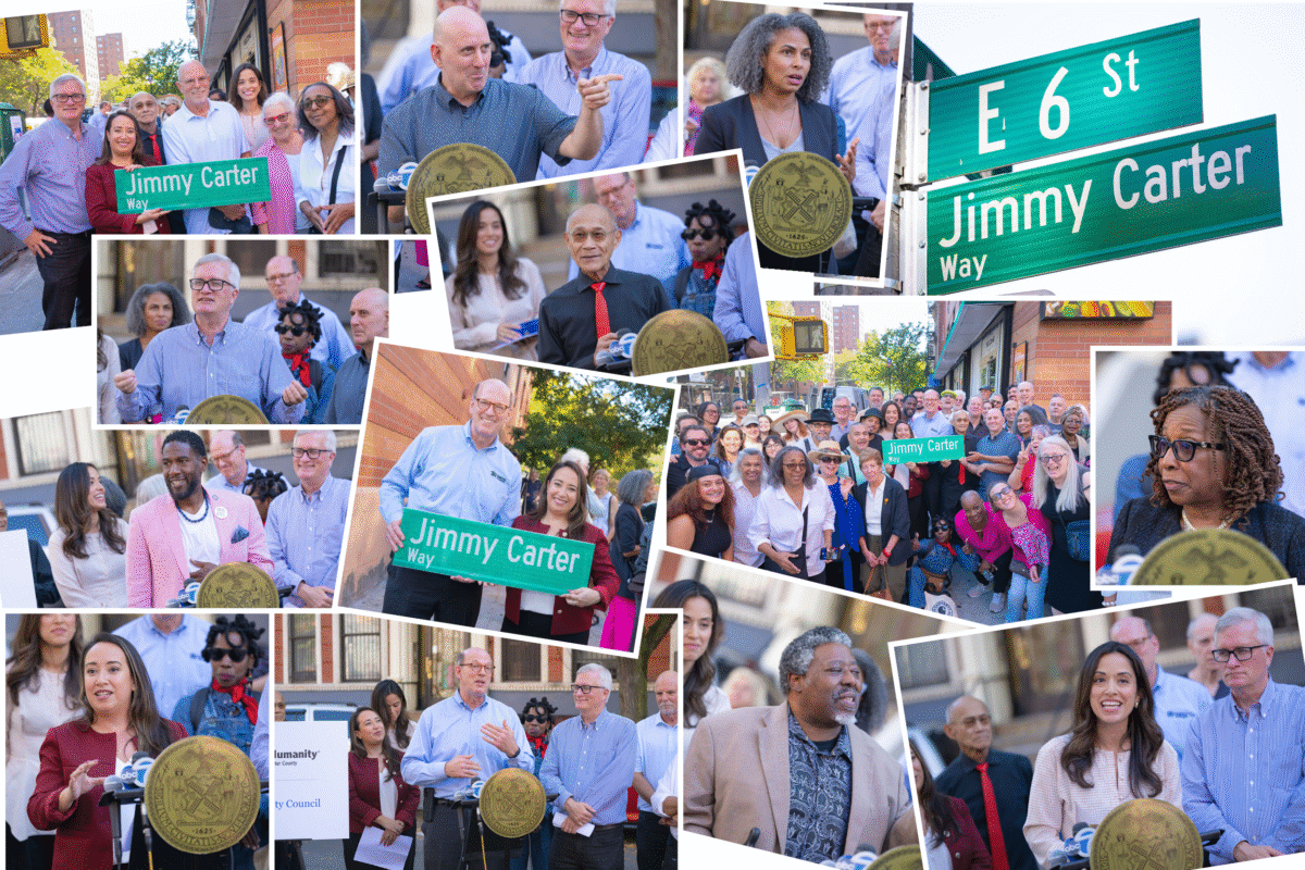 collage of speakers and guests at the President Carter street co-naming ceremony